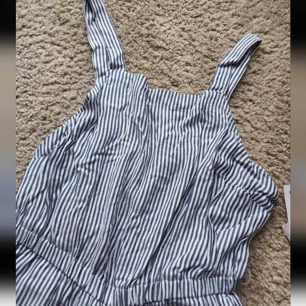 Old Navy Linen Striped Cotton Sleeveless Wide Leg Jumpsuit NWT SP - Picture 4 of 6